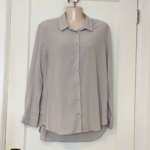Uniqlo Light Taupe Button-Down Blouse